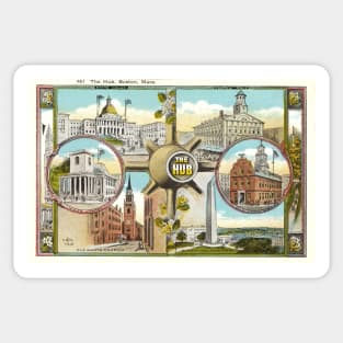 Early 1900s Boston Massachusetts Postcard of The Hub Sticker